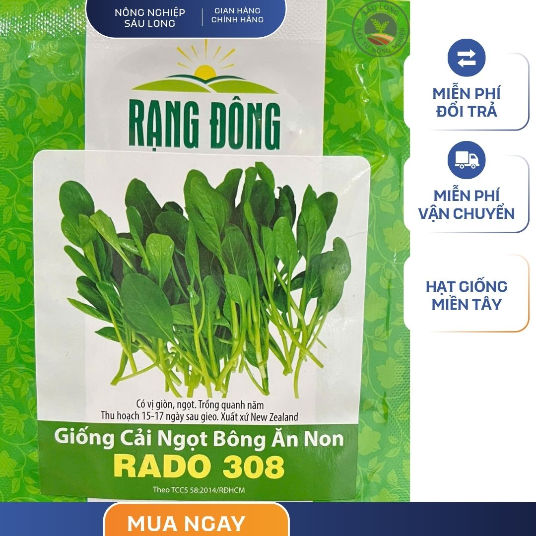 GÓI 20 GRAM - HẠT GIỐNG CẢI NGỌT BÔNG ĂN NON RADO 308 RẠNG ĐÔNG