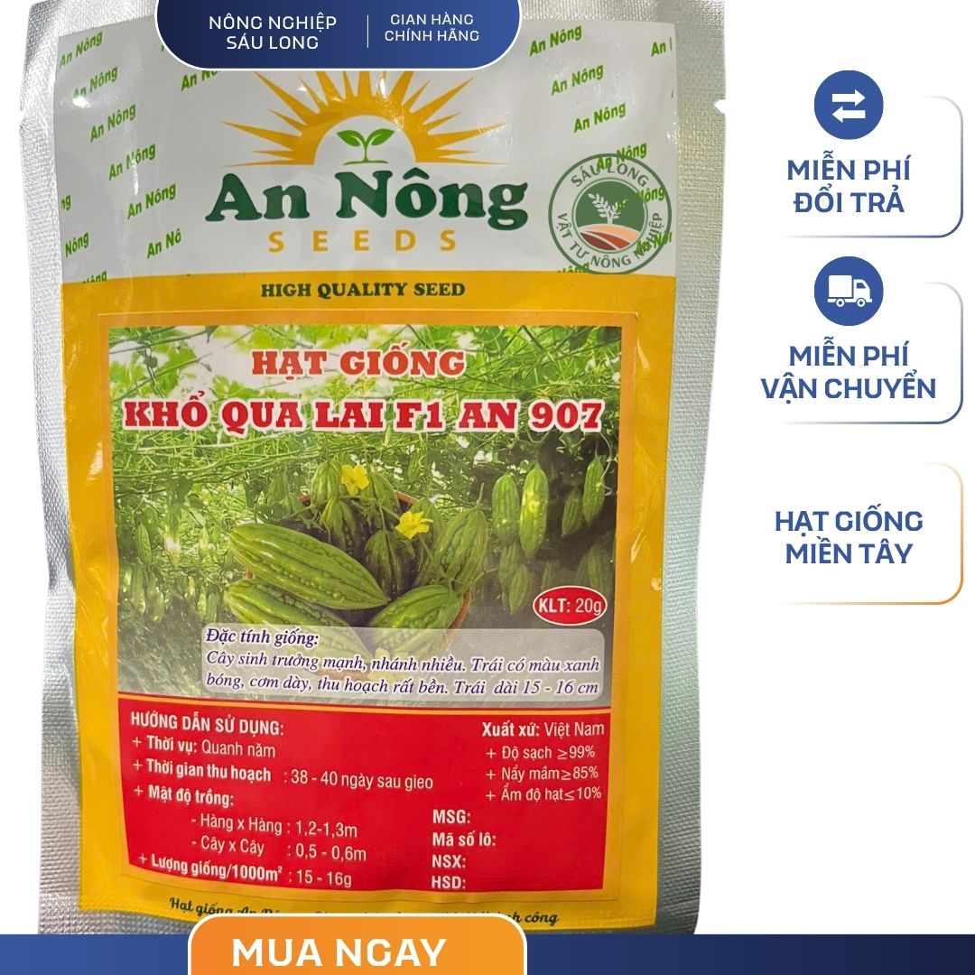 GÓI 20 GRAM - HẠT GIỐNG KHỔ QUA LAI F1 AN 907 AN NÔNG - TRÁI ĐẸP, NĂNG SUẤT CAO